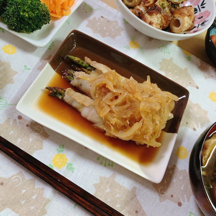 アスパラの肉巻き生姜焼き